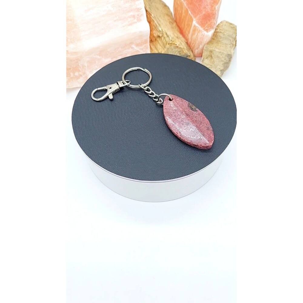 Rhodonite Stone Keychain with Swivel Clip - Picture 4 of 5